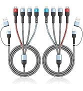 Jogrytece Multi Charging Cable, 6-in-1 USB A/C Cable with Dual Type-C/Lightn-ing/Micro USB, (2Pac...