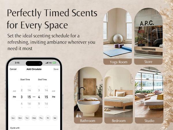 Aromas Tailored to Your Schedule Fill every room with soothing scents, anytime You Want.
