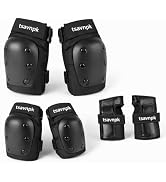 Adult Knee and Elbow Pads Set with Wrist Guards – Skateboarding Protective Gear for Adults, Adjus...