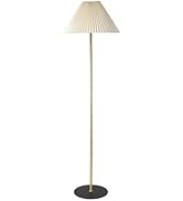 KUNJOULAM Modern Pleated Floor Lamp, Black Pole Floor Lamps, Simple Design Tall Lamp with Adjusta...