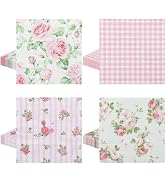80Pcs Pink Floral Napkins, 6.5 In Vintage Flower Napkin 2 Ply Spring Napkins Decorative Napkin fo...