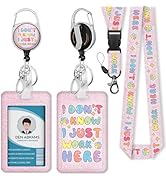 Piefly Lanyards for Id Badges, Cute Badge Holder with Retractable Reel Clip, Funny Work Name Tag ...