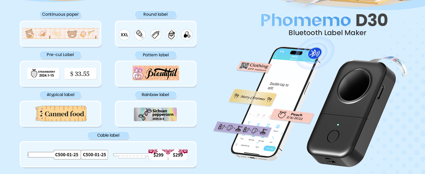 Phomemo D30 Mini Bluetooth Label Maker Machine