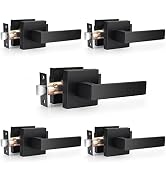 Probrico Matte Black Passage Door Levers Square Hall Closet Handles, Heavy Duty Interior Non-Lock...