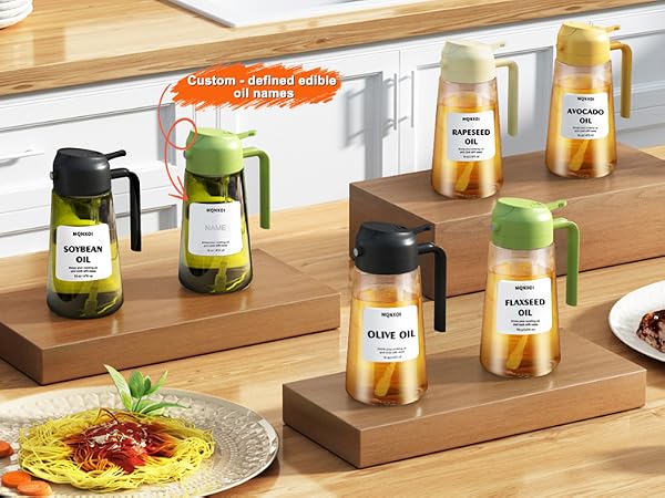 Oil Sprayer for Cooking, 2 in 1 Olive Oil Dispenser Bottle for Kitchen, Cooking oil stickers