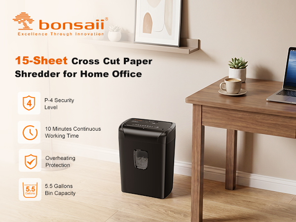15 sheet cross cut paper shredder for home office