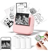 Zodzi M02L Mini Label Printer - with 6 Rolls Non-Adhesive Paper,Portable Sticker Printer Compatib...