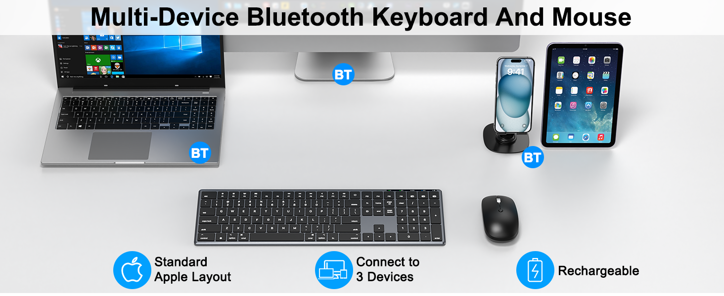 Multi-Device Bluetooth Keyboard And Mouse