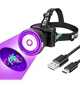 LUMENSHOOTER H1 Rechargeable UV Headlamp, Hands Free 385nm Blacklight Flashlight, for Pet Urine D...