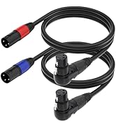 Jozzai Right Angle XLR Cable 3.3FT, 2Pack, Black, Straight Male to 90 Degree Female Microphone Ca...