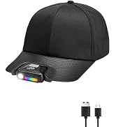 SHiLiPAi LED Baseball Cap with Built-in Headlamp, Hands Free Flashlight Hat, Battery Powered LED ...