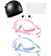 TorsuupTittan Swim Goggles 2 Pack, Wide View Anti Fog UV Protection, No Leak Goggles and Swim cap...