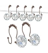 Goowin Shower Curtain Hooks, Crystal Shower Curtain Rings, Stainless Steel Shower Curtain Hangers...