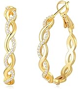Senteria 925 Sterling Silver Earrings Hoops for Women Lightweight Twisted Hoop Earrings With Cubi...