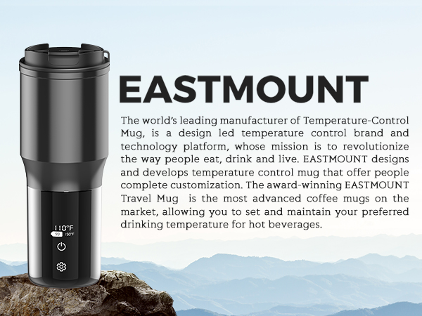 EAST MOUNT Temperature Control Coffee Mug, Multi-Functional Smart Heated Travel Mug