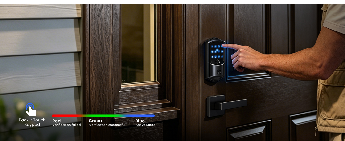 Backlit Touchscreen Keypad Deadbolt with handle for front door