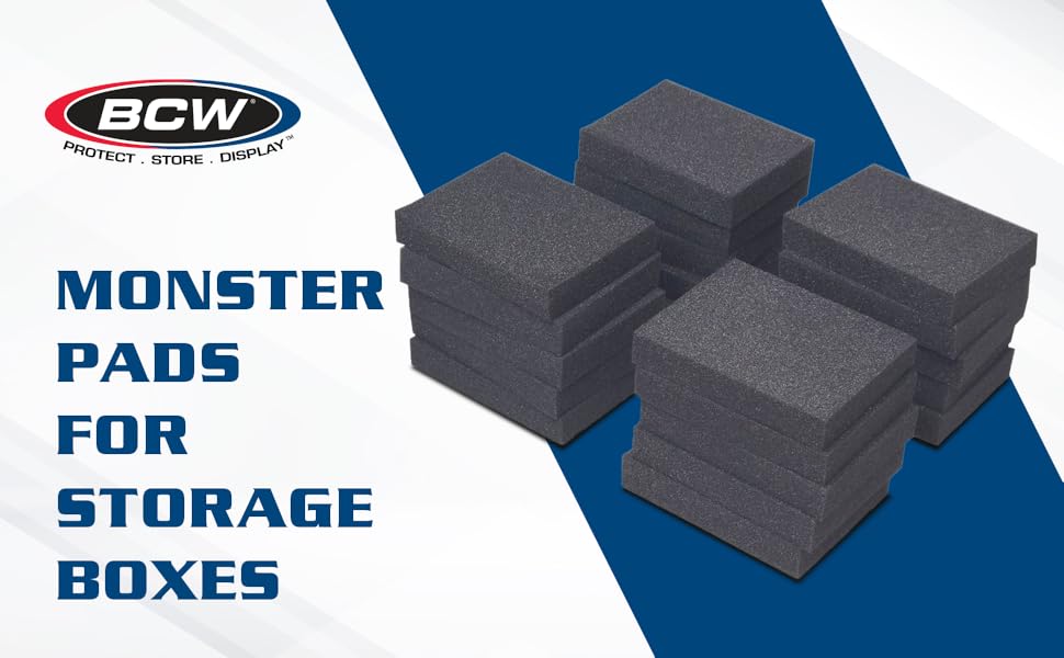 Soft foam pads keep cards upright and secure in storage boxes.