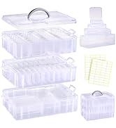 Funtopia Bead Organizers and Storage, 56 Pcs Small Plastic Containers with Lids and 3-Tier Stacka...