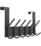 Dseap Over The Door Hook Hanger - 6 Hooks Over Door Coat Rack for Hanging Clothes Hat Towel, Black