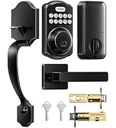 TEEHO TK001H Keyless Entry Door Lock with Handle Set, Electronic Deadbolt Keypad Door Lock with C...