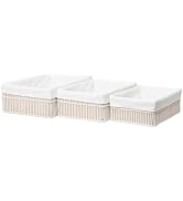 Cotton Rope Storage Baskets (Set of 3) - Hand Woven Organizing Basket with Removable Liner & Iron...