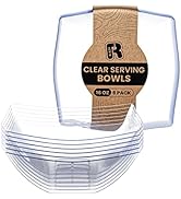 R-kay 6 Pack Square Plastic Serving Bowls - Clear Plastic bowls 16 Oz - Disposable Serving Bowls ...