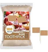 Performore 100 Pack of Kraft Paper Toothpick Flags, Mini Blank Paper Kraft Food Labels for Cupcak...