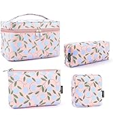 MAANGE 4 Pcs Makeup Bag Portable Travel Cosmetic Bag Large Makeup Bag Organizer with Gold Zipper ...