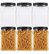 Lawei Square Plastic Jars with Lids - Clear Empty Storage Containers for Food Storage, Plastic Fo...
