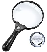 JARLINK Large Magnifying Glass with Light, 10X 20X 45X Illuminated Handheld Magnifier with 3 LED ...