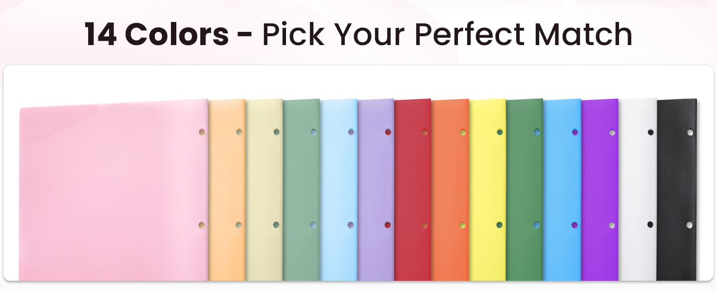 pocket folder for 3 ring binder with 14 colors