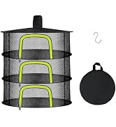 Doacpcr 3 Layer Herb Drying Rack, Herb Drying Rack Hanging Mesh, Foldable Bud Drying Net with U-S...