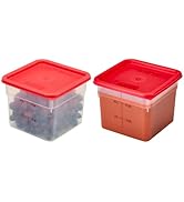 Cambro 6 QT (Quart) BPA-Free Square Food Storage Container with Red Lid (2 Pack) - Classic Series...