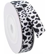 20 Yards 1 cm Animal Print Grosgrain Ribbon Cow Craft White Black Ribbon Fabric Gift Wrapping for...