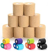 Upgraded 9-Pack Self Adhesive Bandage Wrap – 2 Inches × 5 Yards Elastic Cohesive Bandage Wrap, Se...
