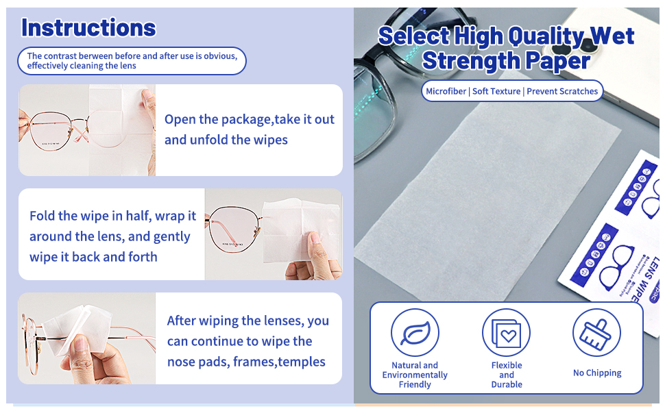 Glasses Cleaning Wipes, Care Touch Lens Cleaning Wipes for Eyeglasses, Eyeglass Wipes