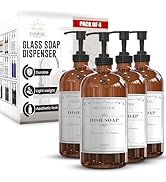 Sunrise Premium 16 OZ Amber Glass Soap Dispenser with Pump, Hand and Dish Soap Dispenser Set for ...