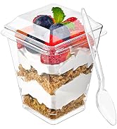 Zezzxu 50 Pack 5 oz Dessert Cups with Lids and Spoons, Plastic Pudding Cups with Lids Mini Parfai...