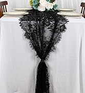 ShinyBeauty Lace Table Runner Black 30x120 Inch Vintage Floral Lace Table Cloth Runner Embroidere...