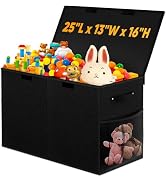 Large Toy Storage Box with Lid Divider, Sturdy Collapsible Toys Organizer Chest Kids Storage Bins...