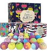Bath Bombs for Women - 24 Natural and Organic Bath Bombs with Essential Oils and Moisturizing She...