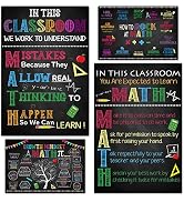 4 Pcs Math Posters (11"x17") - Math Classroom Supplies For Teachers, Math Classroom Decorations F...