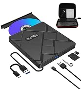 GODBPNYMU External CD/DVD Drive, USB-C/USB 3.0 CD Burner DVD Player, Compatible with MacBook, iMa...