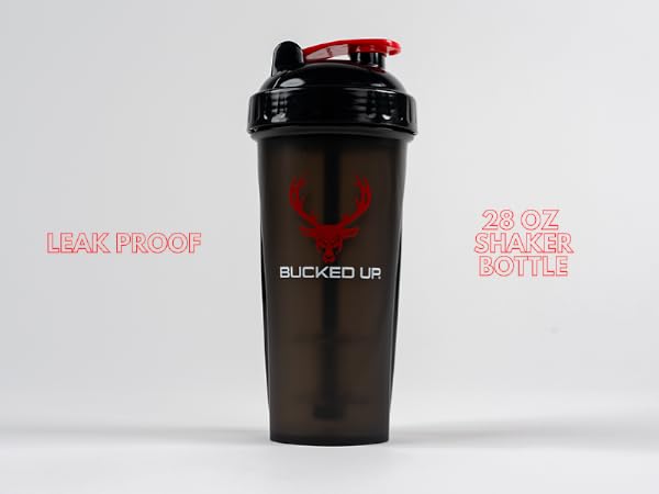 Bucked Up Perfect Shaker Bottle, Leak proof, 28 oz shaker bottle