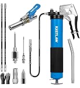 KRETLAW Grease Gun, 7000 PSI Heavy Duty Professional Pistol Grip Grease Gun Kit with Double Greas...