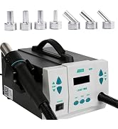 861DW Hot Air Rework Station, 1000W Hot Air Gun Soldering Station with 7 Air Nozzles, Professiona...