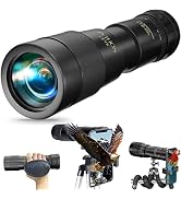 Python 12x45 HD Clear Vision Monocular Telescope with Smartphone Adapter & Tripod 2022 Waterproof...
