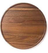 Round Wood Tray, Acacia Wooden Decorative Serving Tray for Coffee Table and Home Decor, Wooden Ap...