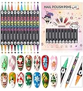 GELLAKTIK 24 Colors(12Pcs-dual) Nail Art Pens Set, 3D Nail Polish Pens Quick-Drying Acrylic Paint...