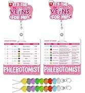 Cosmisun Phlebotomist Badge Reel Retractable - Phlebotomy Badge Reel with Reference Card Beads Or...
